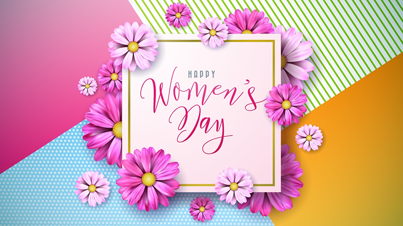 Картинки Международный женский день Английский Цветы Слово - Надпись 1366x768 8 марта английская инглийские слова текст цветок