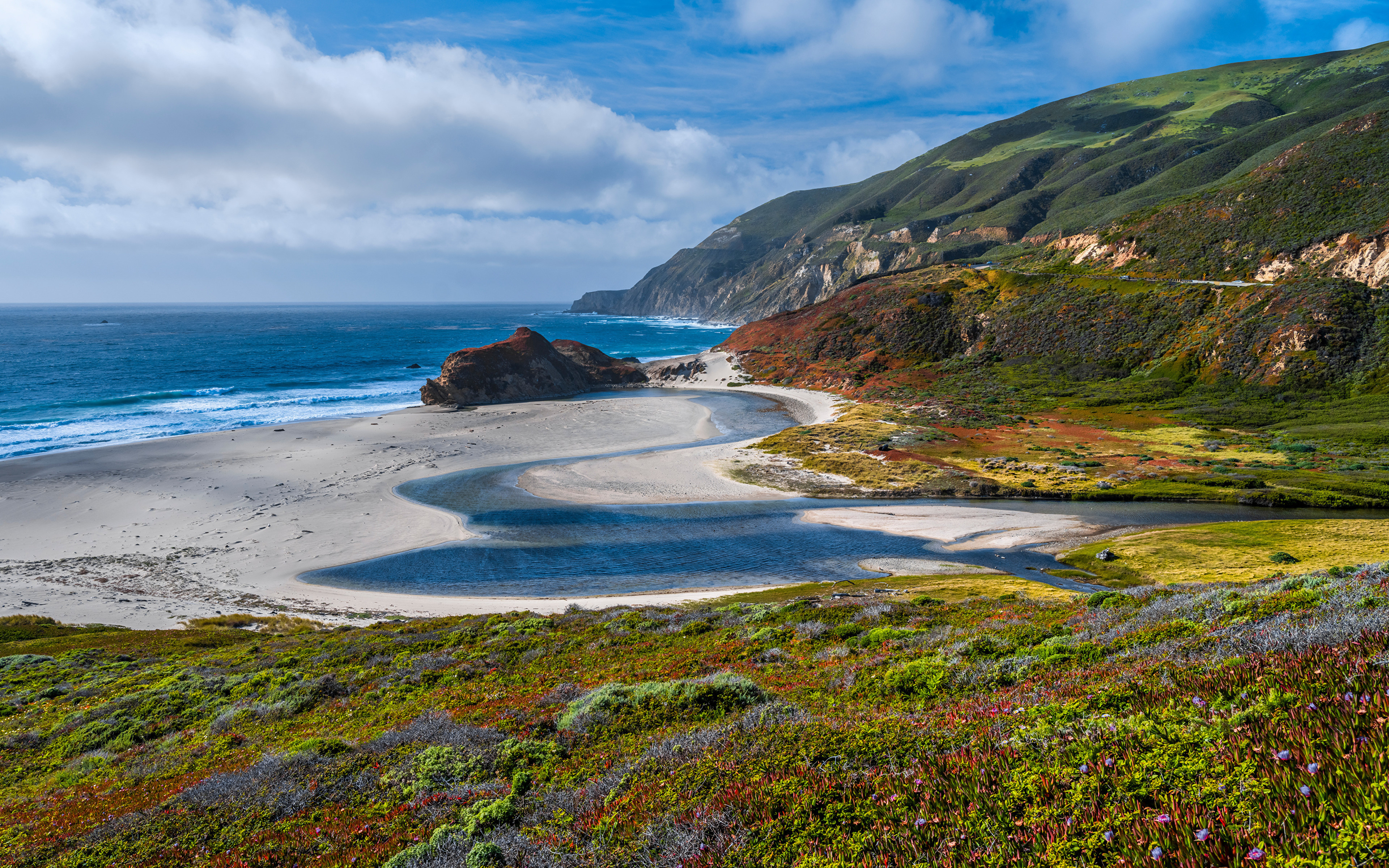 Фотографии калифорнии США Big Sur Океан Природа берег 3840x2400 Калифорния штаты америка Побережье