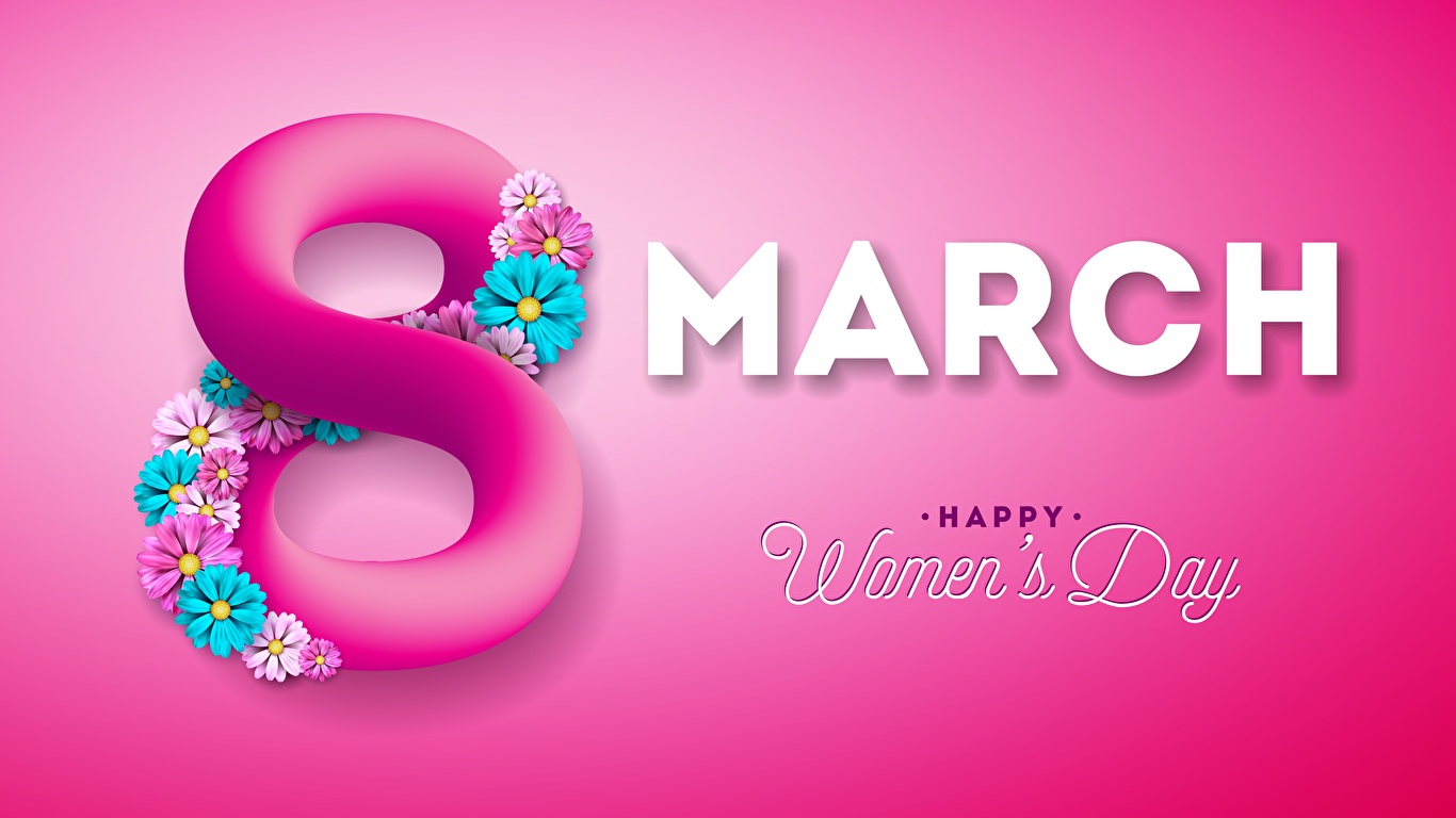 Картинка Международный женский день инглийские Розовый слова Цветной фон 1366x768 8 марта английская Английский розовая розовые розовых текст Слово - Надпись