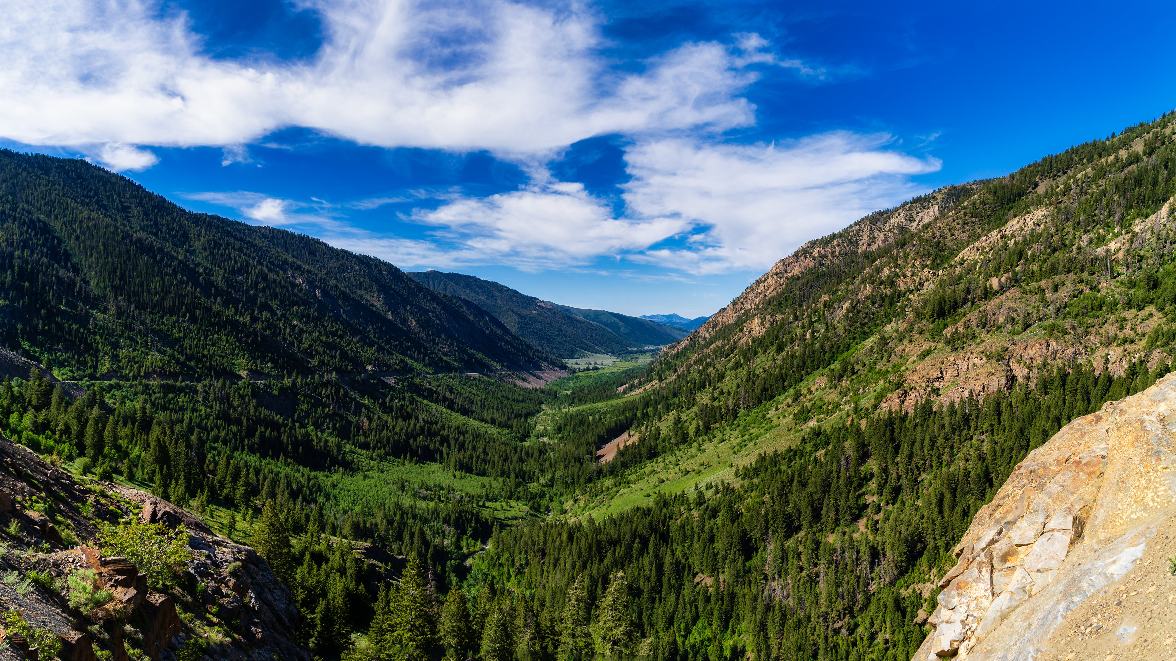 Фото США Idaho, Sawtooth Range Долина Горы Природа Небо Облака 3840x2160 штаты америка гора облако облачно