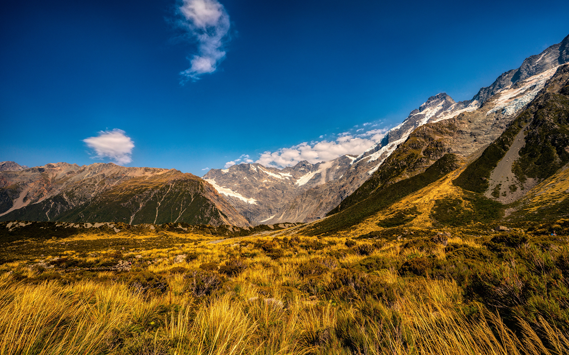 Фото Новая Зеландия Mount Cook National Park Горы Природа парк 1920x1200 гора Парки