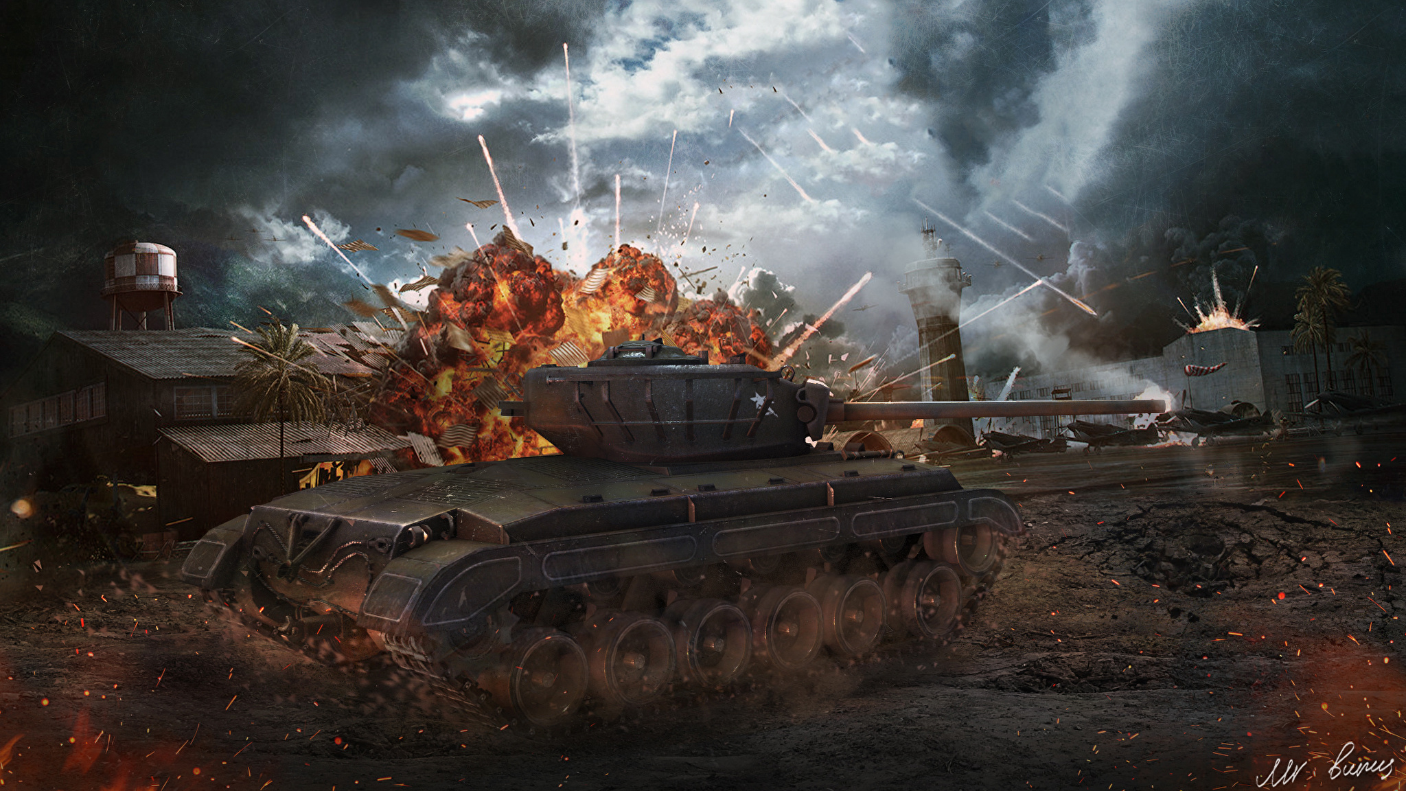Фото World of Tanks танк Т23Е3 3D Графика компьютерная игра 2048x1152 WOT Т...