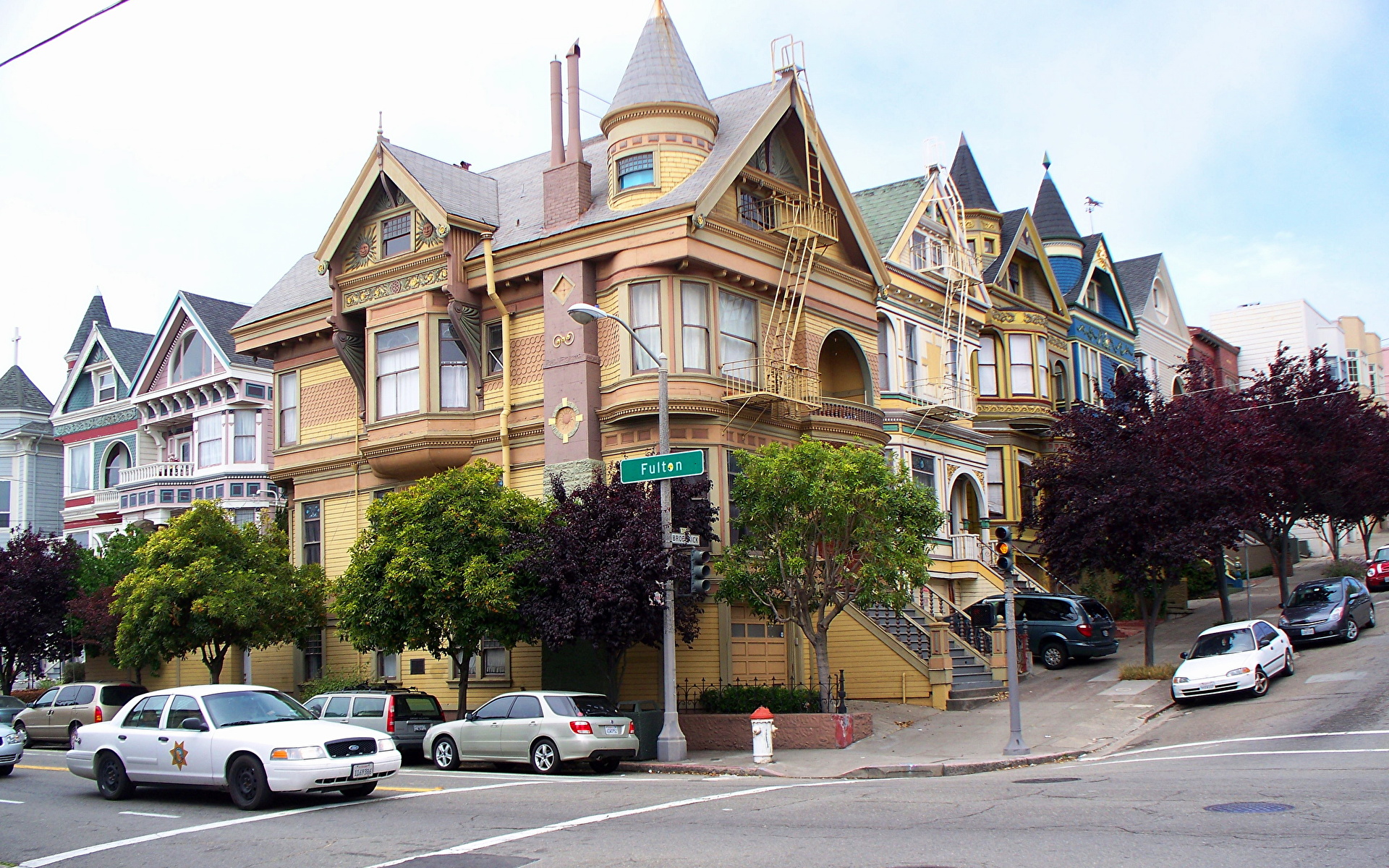 Фото Калифорния Сан-Франциско США Old Victorian houses Города 1920x1200 калифорнии штаты америка город