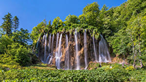 Обои для рабочего стола Хорватия Водопады Дерево Galovac waterfall Природа