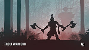 Фотография DOTA 2 Troll Warlord Воины Тролль С топором Силуэт Игры Фэнтези