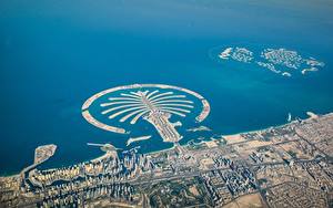 Картинки Дубай Остров Сверху Palm Jumeirah Города