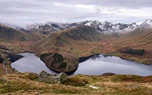 Фотография Англия Горы Озеро Облачно Haweswater, Cumbria Природа