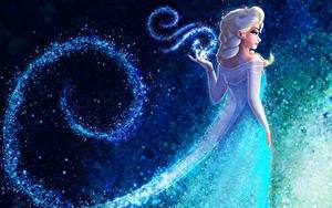 Обои Холодное сердце Магия Платье Queen Elsa Frozen Фэнтези Девушки