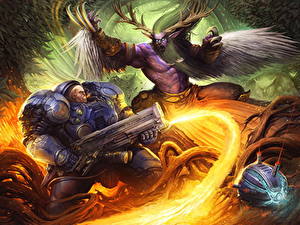 Фотография Heroes of the Storm World of WarCraft StarCraft Битвы Воители Archdruid, Tychus, Malfurion компьютерная игра Фэнтези