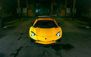 Фотографии Ламборгини Желтых Спереди Aventador LP 750-4 SV Superveloce Novitec Torado