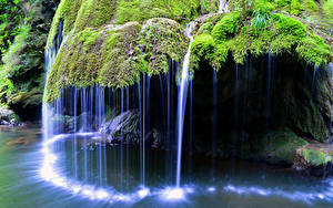 Фото Румыния Водопады Мох Скале Bigar Waterfall