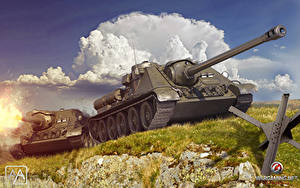 Обои САУ World of Tanks Вдвоем USSR SU-85 Игры 3D_Графика