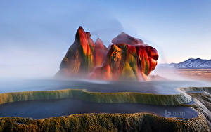 Фото США Горы Скала Невада Bing fly geyser Природа