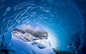 Картинки США Зима Аляска Лед Пещеры Bing Mendenhall Glacier Juneau