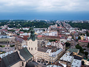 Картинка Украина Здания Сверху Lvov город