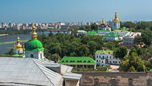 Обои для рабочего стола Украина Киев Дома Монастырь Церковь Kyiv Pechersk Lavra Города