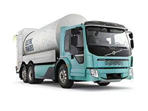 Фото Volvo Грузовики Белый фон FE Electric Refuse Collector автомобиль