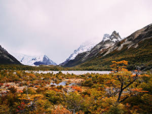 Картинки Аргентина Гора Озеро Осень Laguna Torre Природа