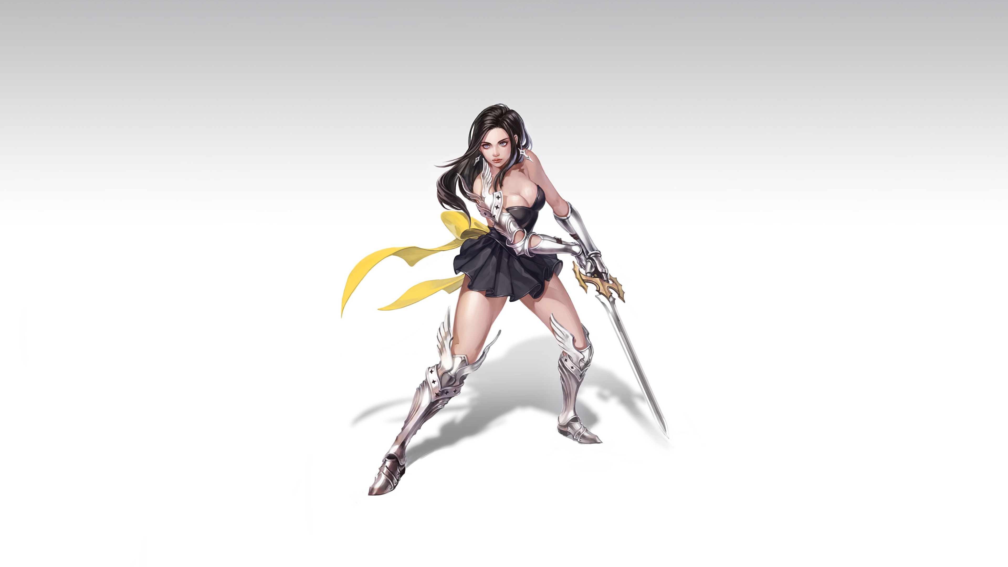 Фотография меча Доспехи Брюнетка Воители Hye Jeong Hwang красивый Девушки Фантастика Ноги 3840x2160 меч Мечи броня броне с мечом доспехе доспехах брюнетки брюнеток воин воины красивая Красивые Фэнтези девушка молодая женщина молодые женщины ног