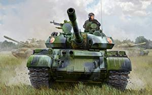 Картинка Flames of War Танки Рисованные Т-55АМ2 компьютерная игра