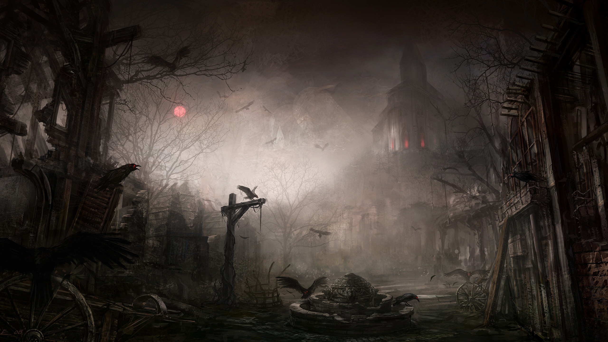 Diablo III Вороны Готика Фэнтези Ночь Игры Фэнтези фото 2560x1440 компьютер...