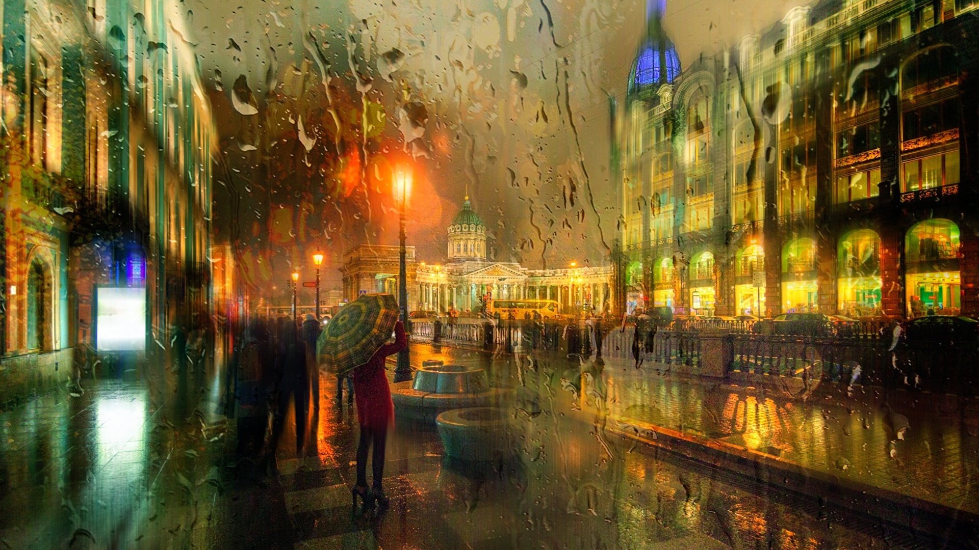 Ночь дождь улица фото