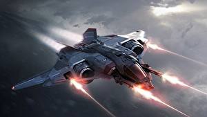 Обои для рабочего стола Star Citizen Космолет Выстрел Игры Фэнтези