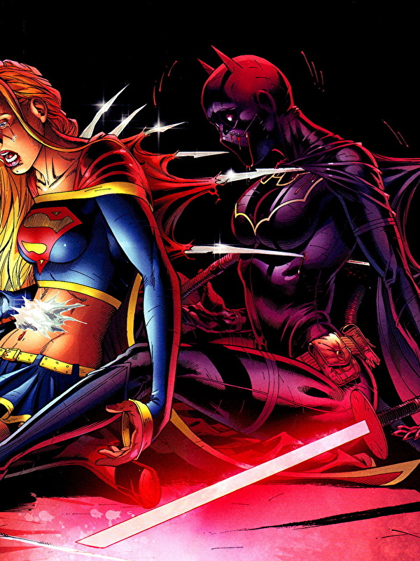 Картинки супергерои Супергёрл герой Batgirl Двое Девушки Фантастика 600x800...