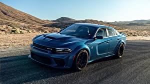 Фотография Додж Голубая Charger Hellcat SRT авто