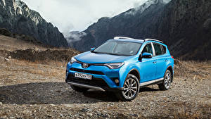 Обои Тойота Голубые CUV RAV4