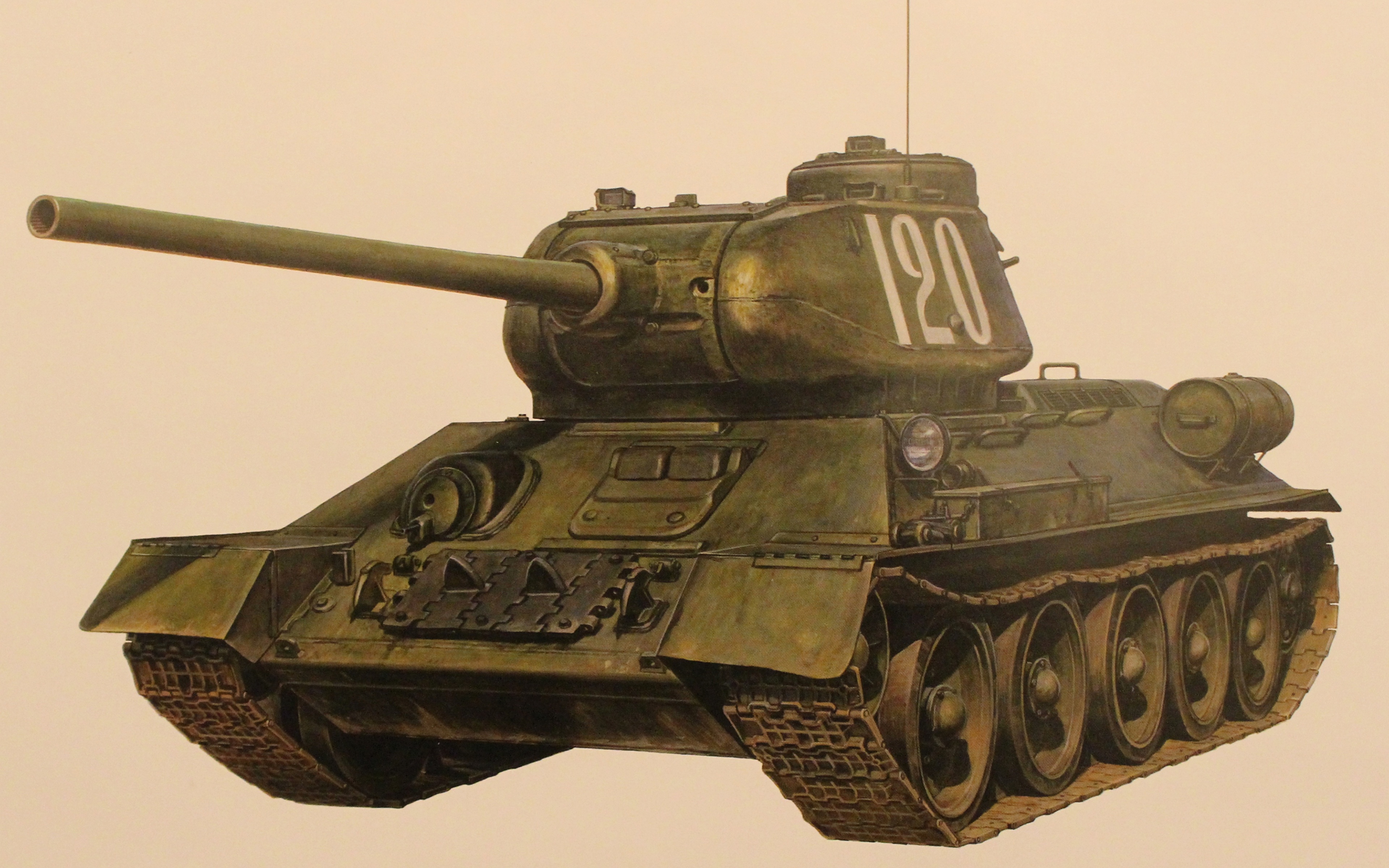 Фотографии Т-34 танк российские Т-34-85 Рисованные Армия Цветной фон 3840x2400 Танки Русские военные