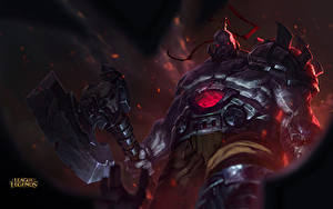 Фото League of Legends Воители С топором Броне Sion, The Undead Champion Игры Фэнтези