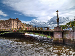 Фото Россия Санкт-Петербург Дома Реки Мост Fontanka River