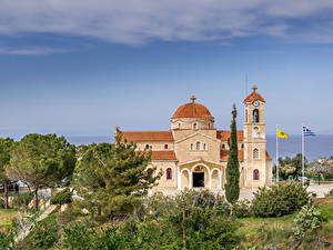 Фото Республика Кипр Храмы Церковь Деревья Agios Raphael Church Pachyammos Cyprus город