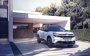 Картинки Ситроен Белая Гибридный автомобиль CUV 2020 C5 Aircross SUV Hybrid Worldwide авто