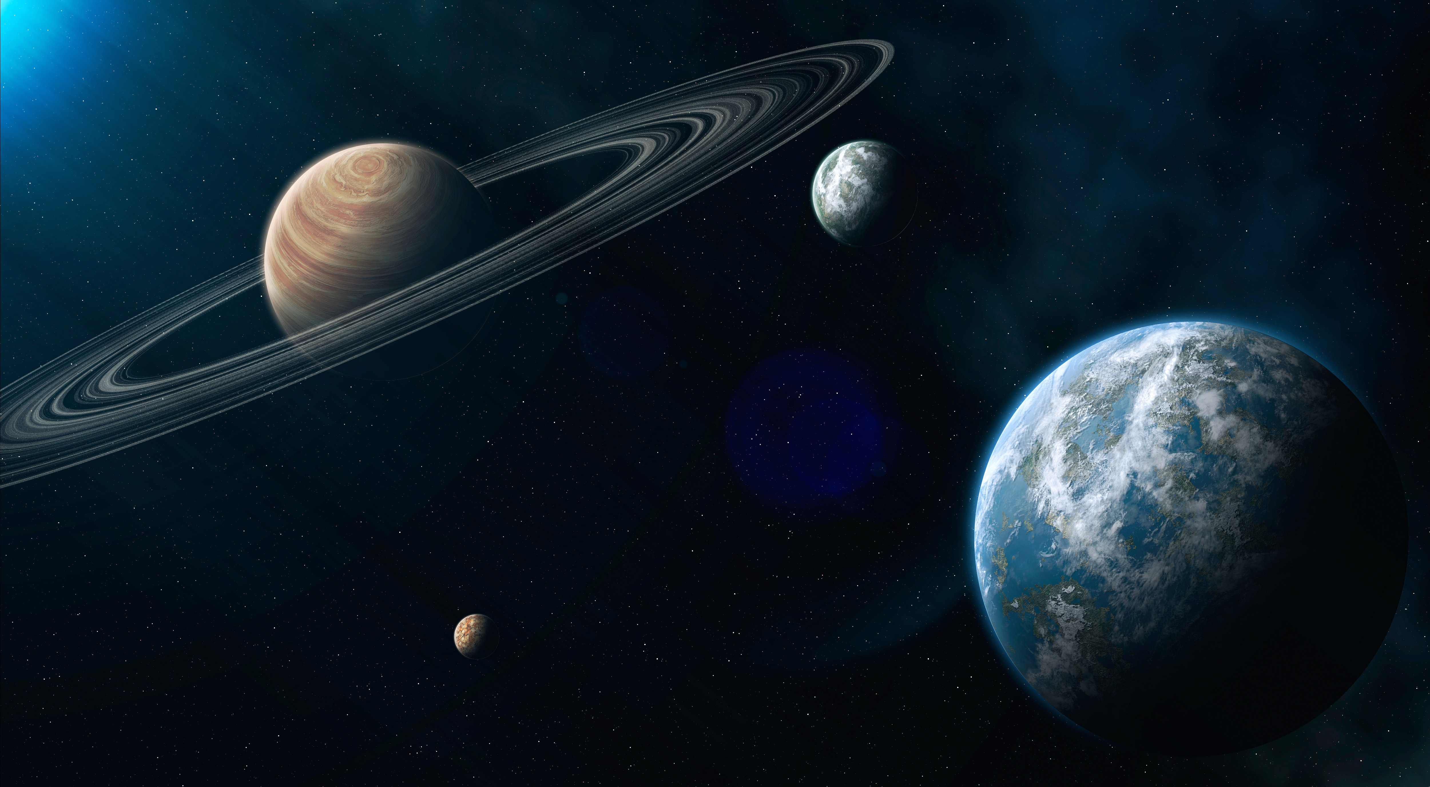Обои Планета с кольцами звезды вид с земли спутники картинки на рабочий стол на тему Космос - скачать без смс