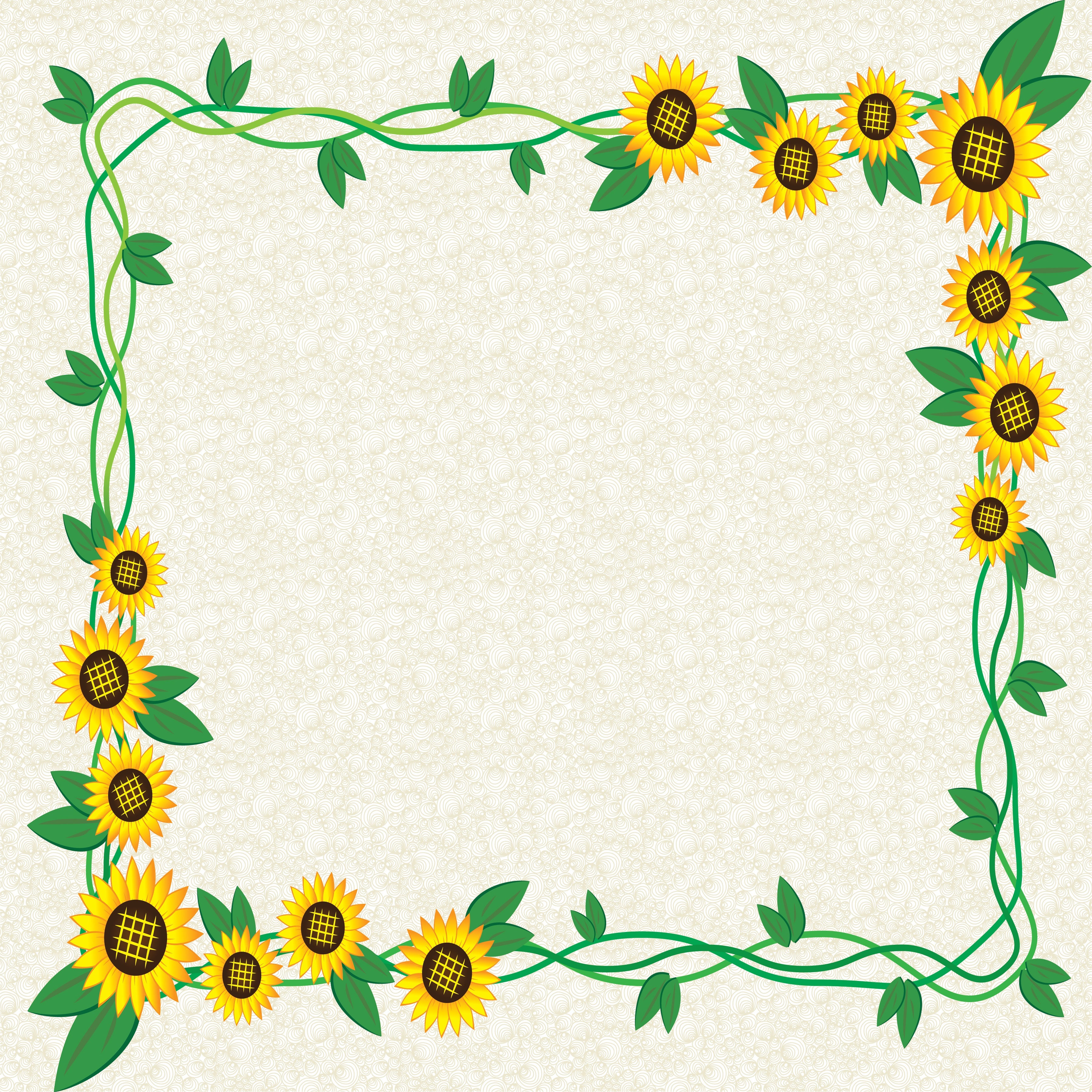 Фото Листья цветок Подсолнечник Шаблон поздравительной открытки 3600x3600 лист Листва Цветы Подсолнухи