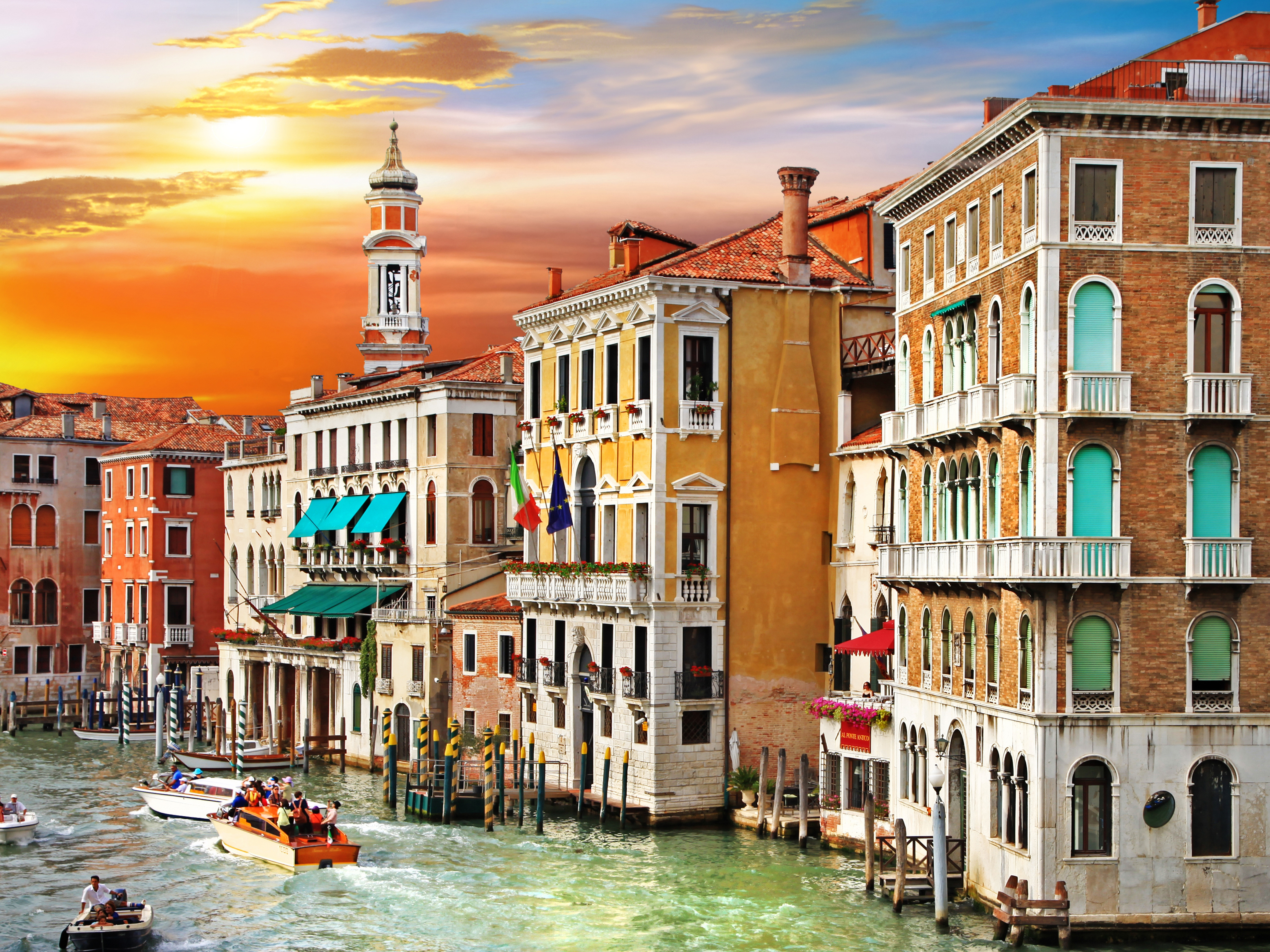 Фотография Венеция Италия Canal Grande Здания Города Дома город
