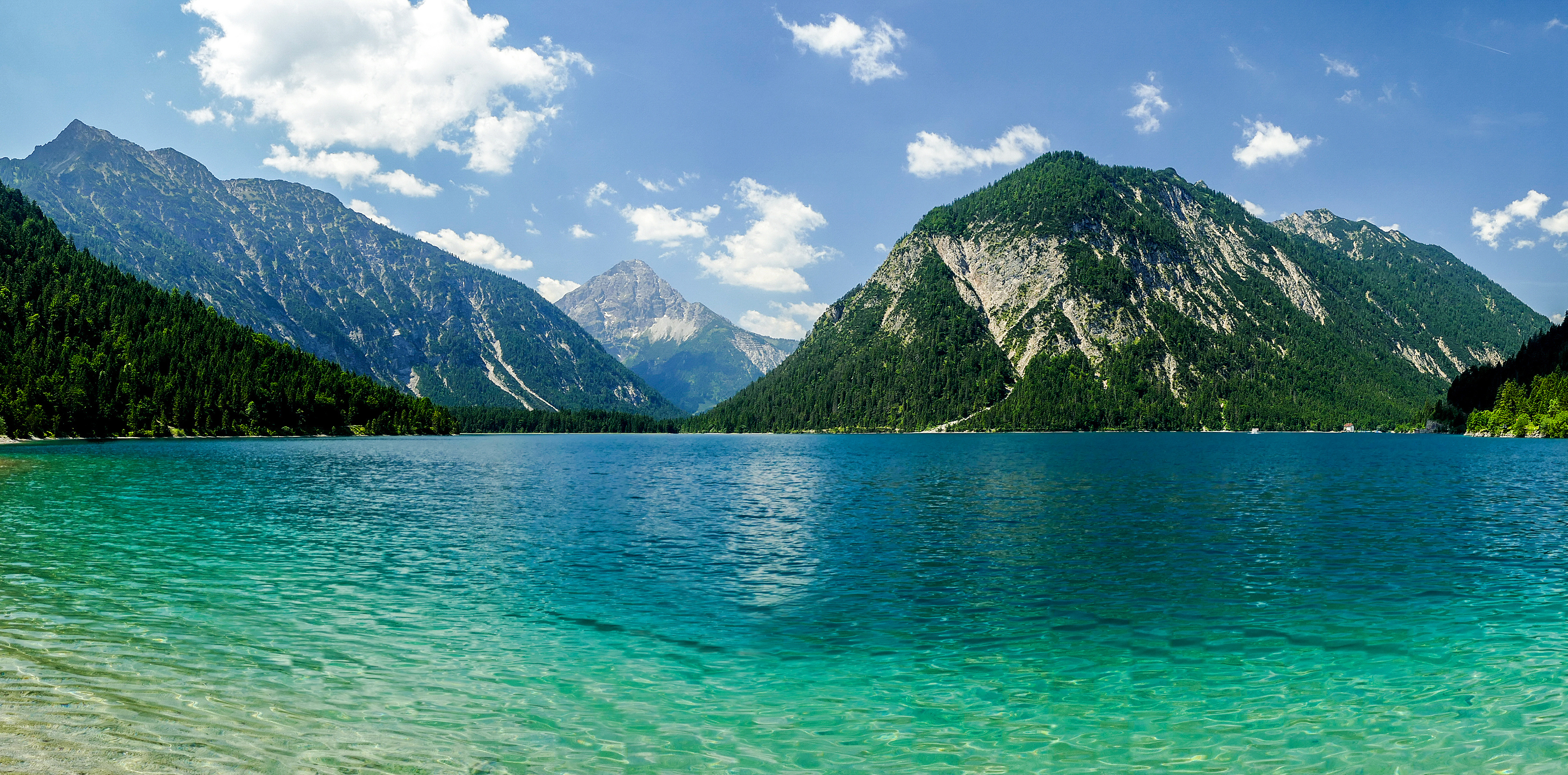 Фотография Австрия Plansee Горы Природа Озеро мха 3600x1780 гора Мох мхом