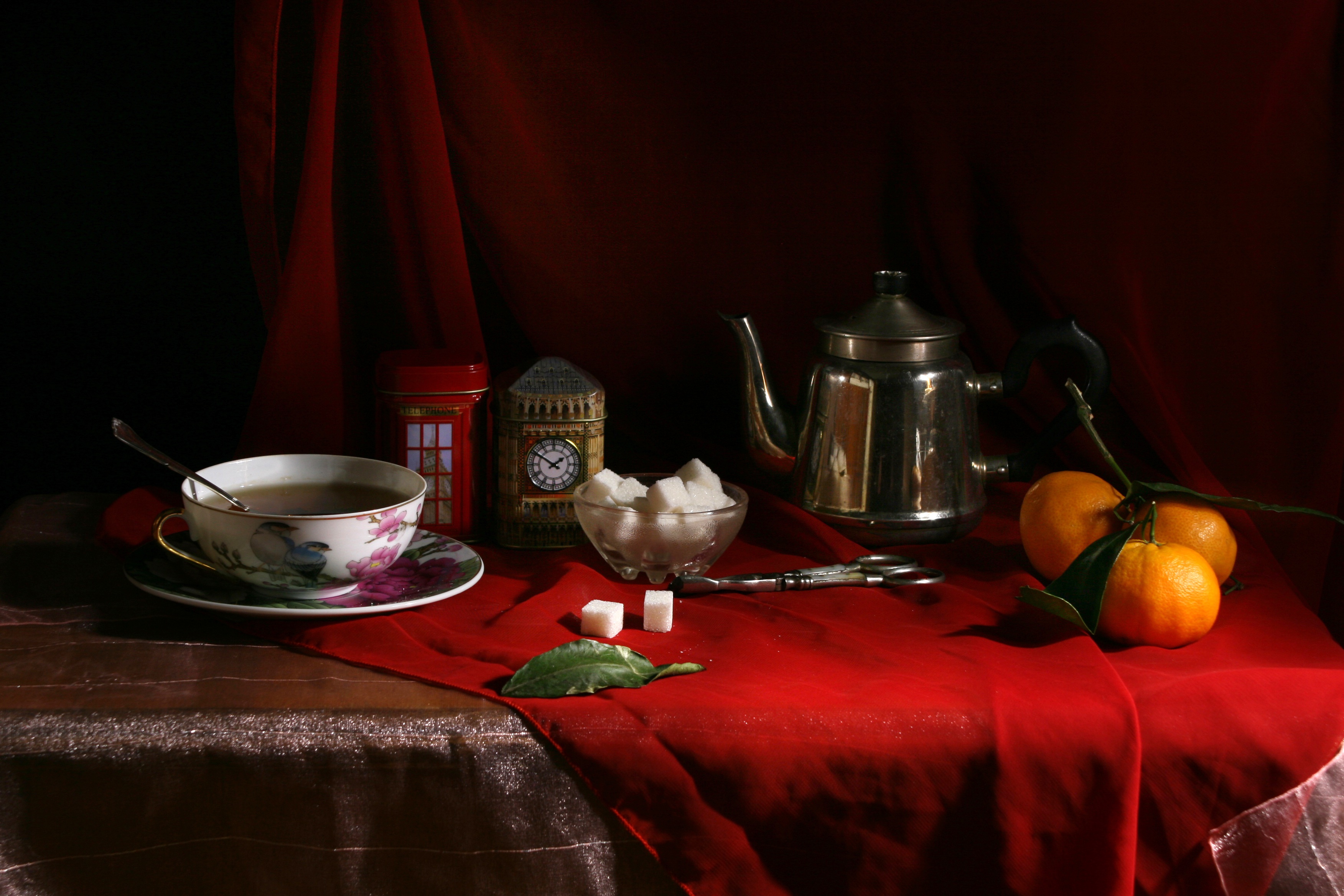 Картинки Сахар Мандарины Чайник Еда Чашка Натюрморт 3504x2336 сахара Пища чашке Продукты питания