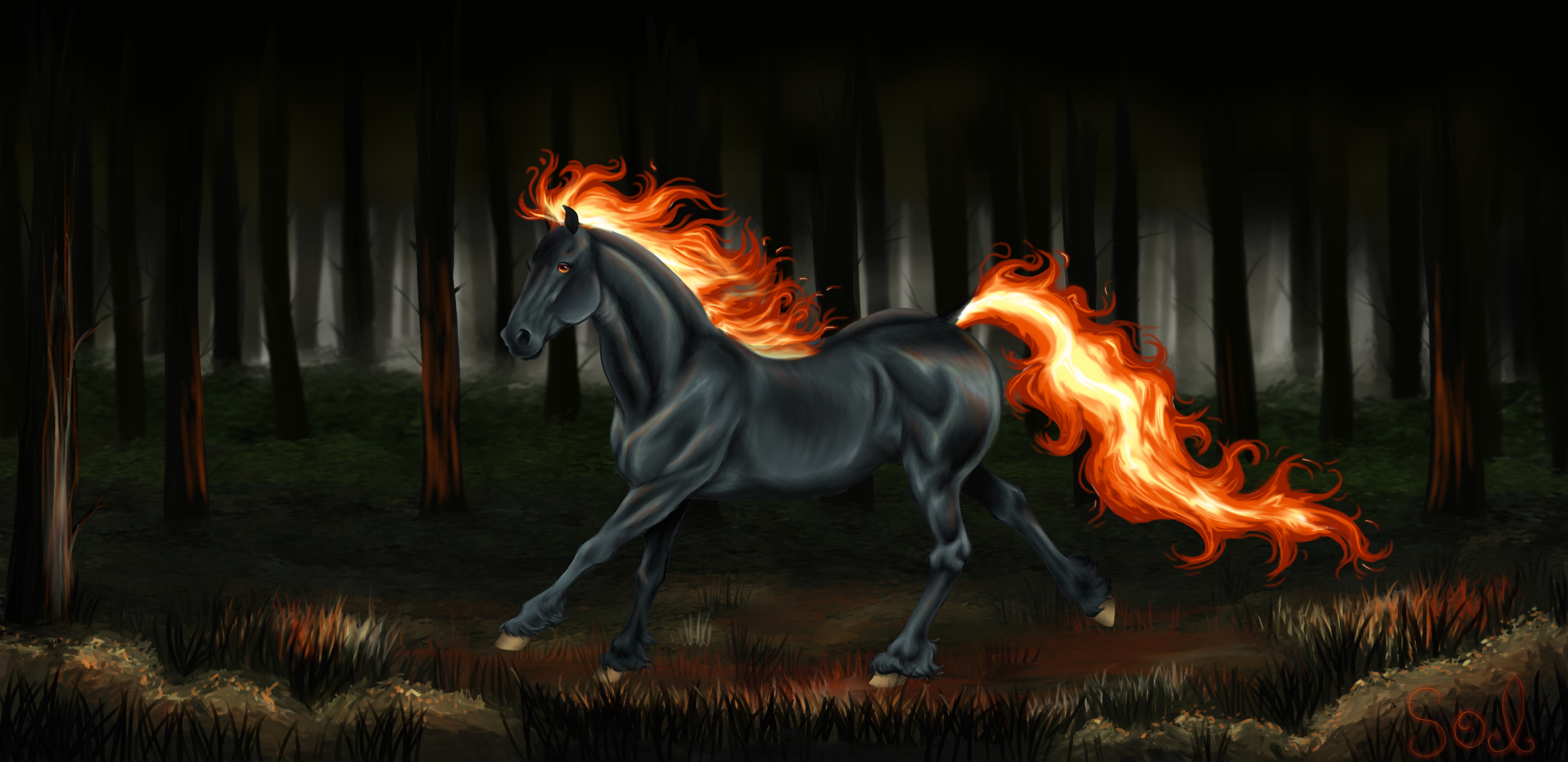 Лошадь в огне загрузить