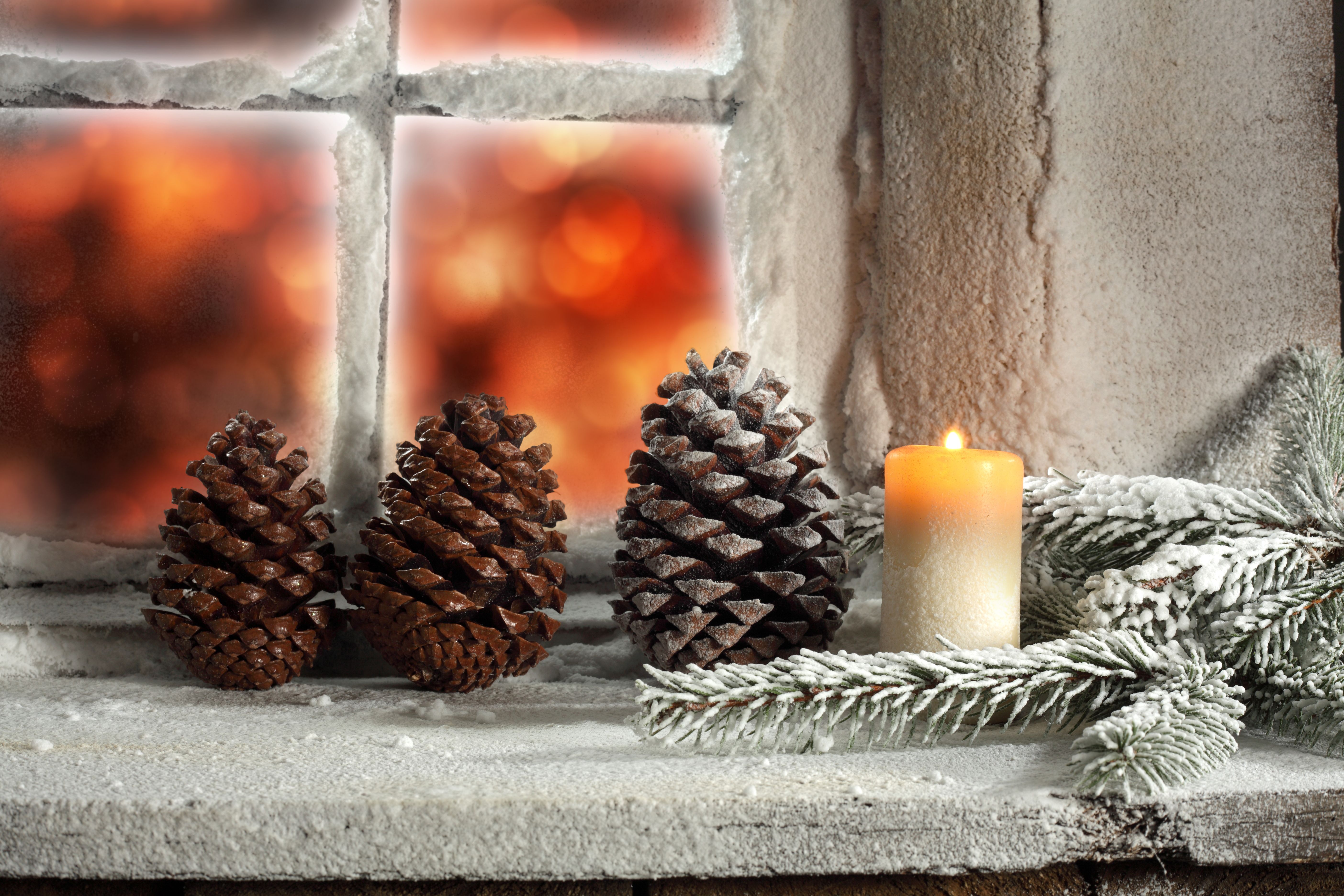 Свечи окно рождество Candles window Christmas бесплатно