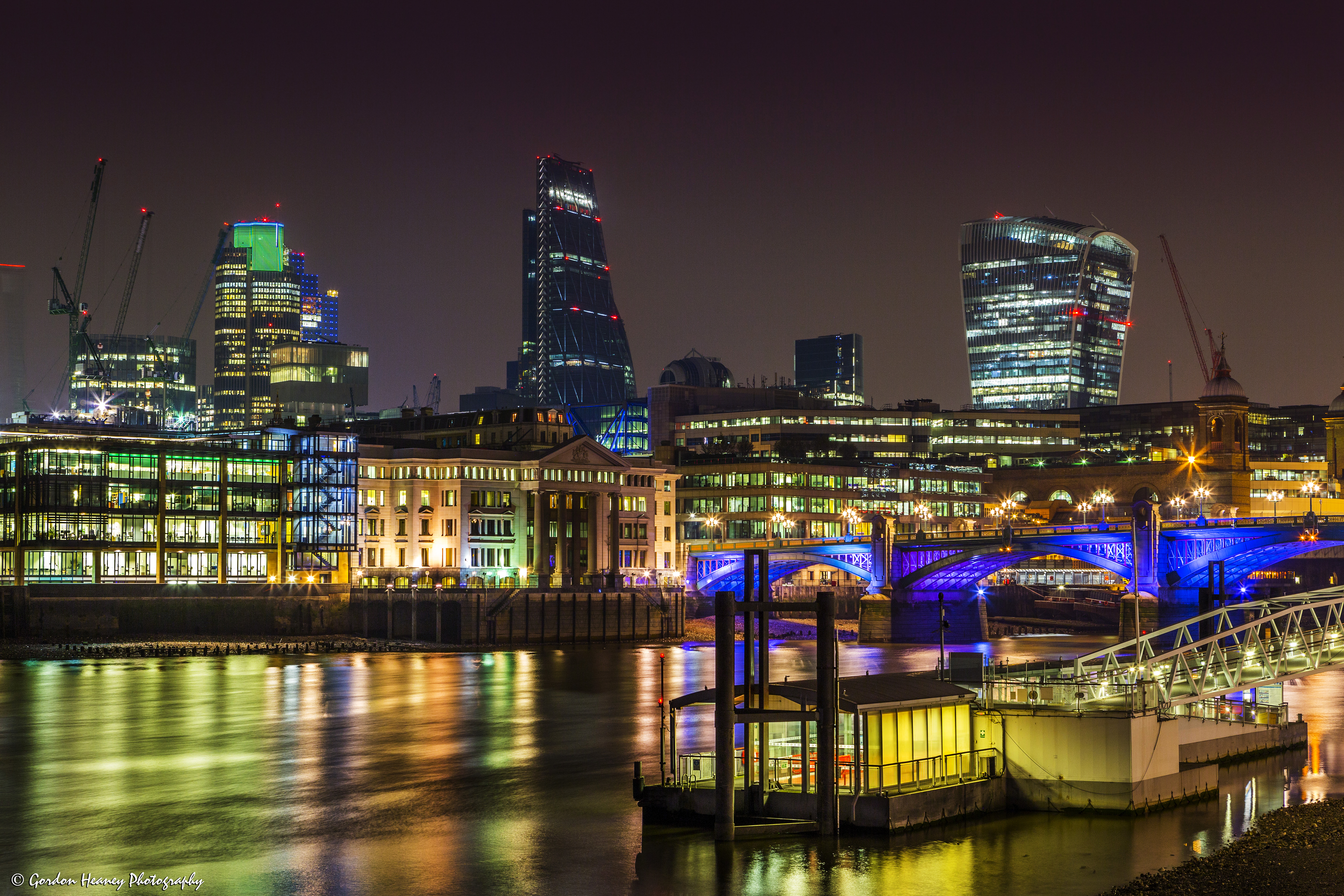 Лондон, Англия, мост, огни, ночь бесплатно