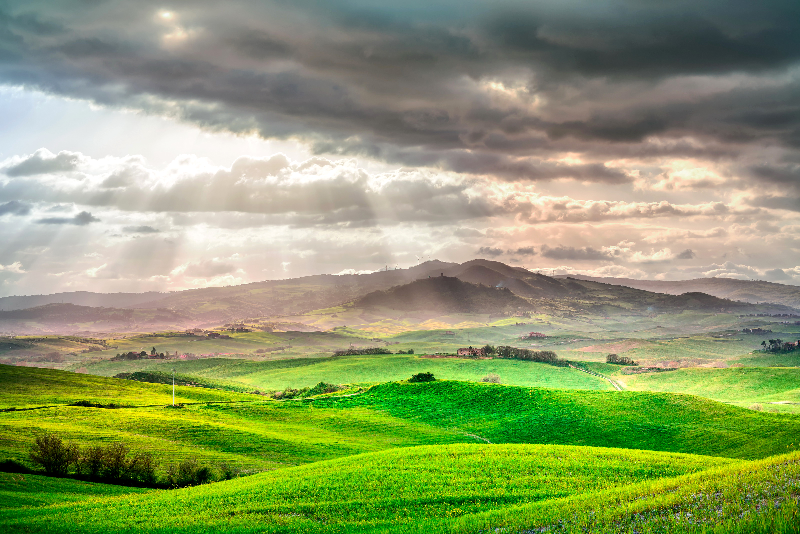 Тоскана Италия равнина закат бесплатно