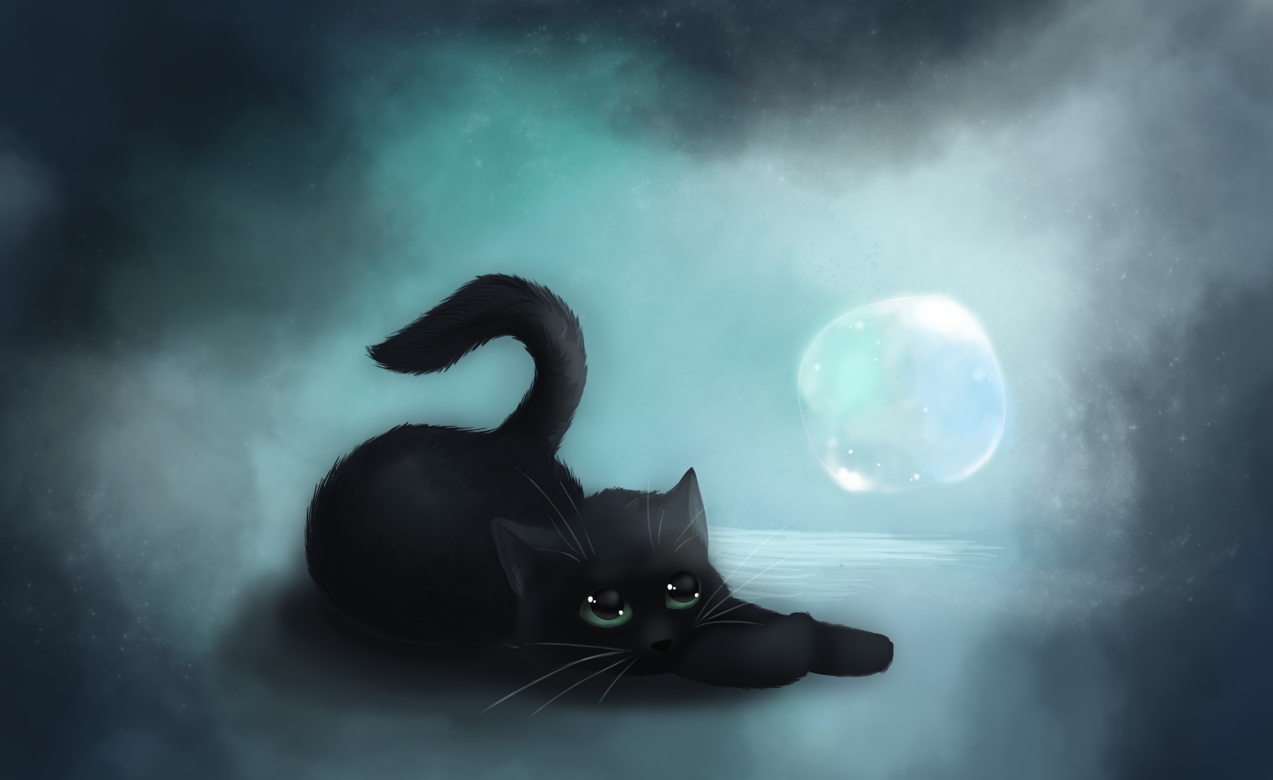 Котенок черный лежит без смс