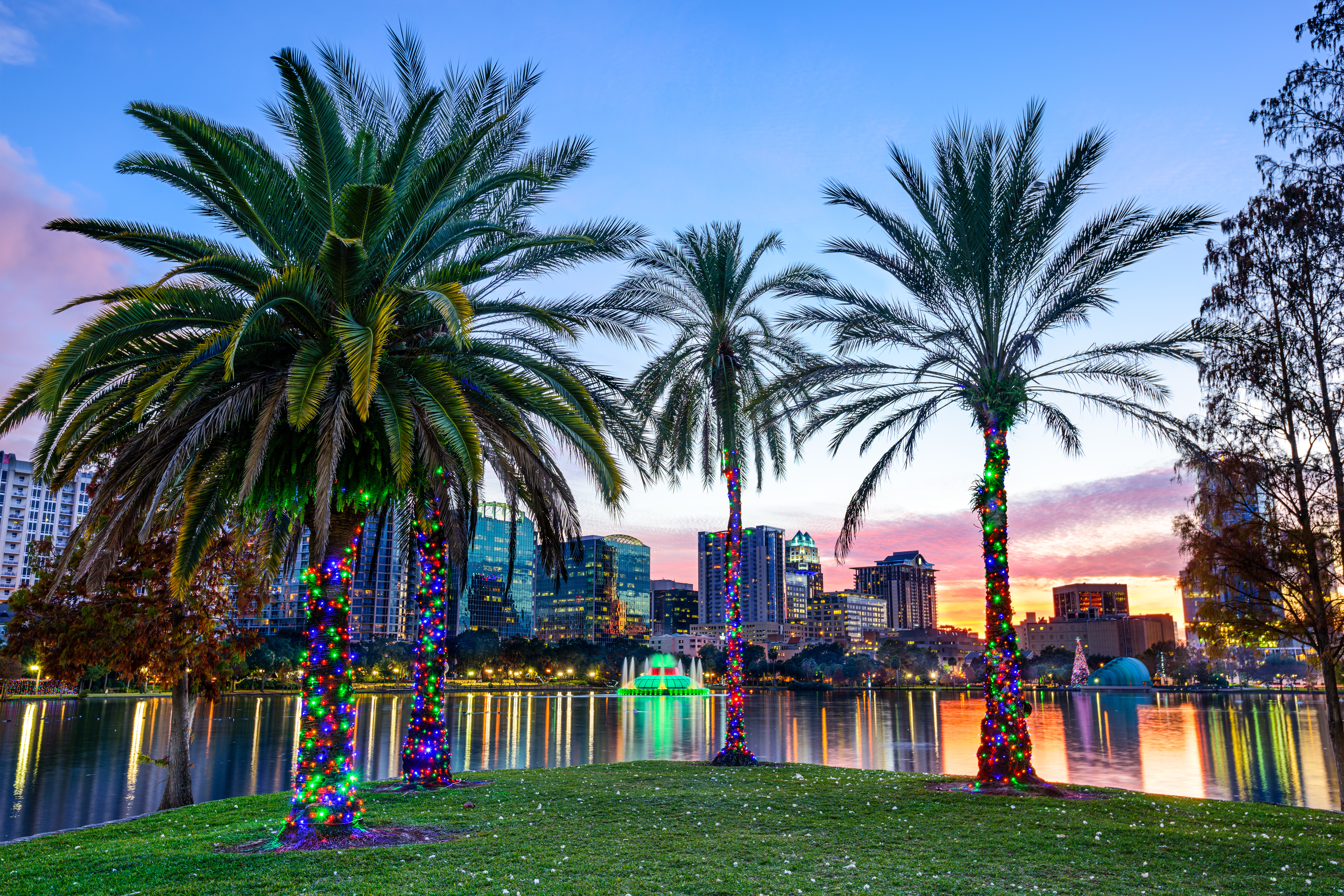 Фотография Флорида штаты Orlando, Lake Eola Park, Lake 5400x3600