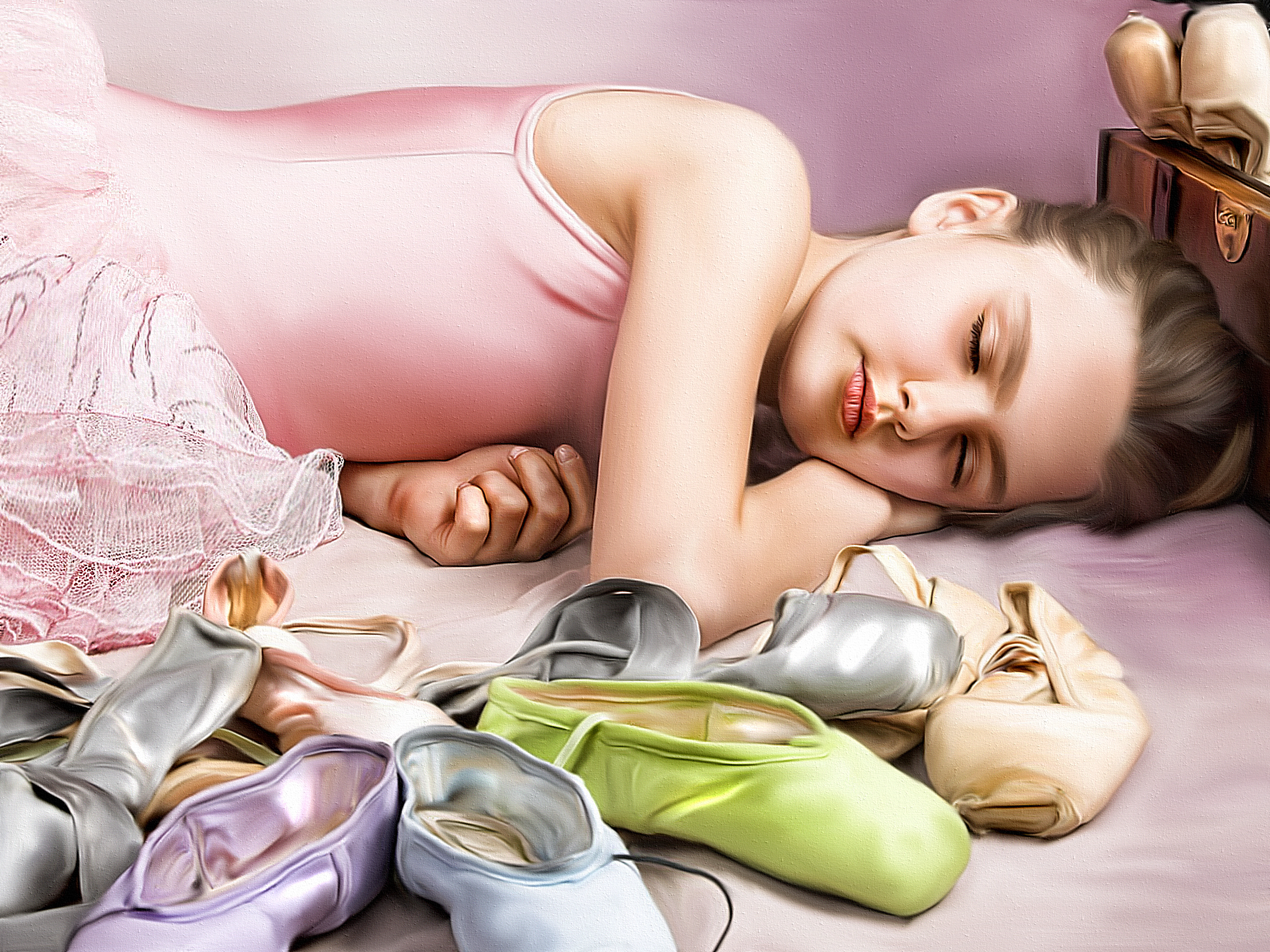 Фото девочка Балет Ballerina ребёнок Спит Отдых 2560x1920 Девочки балета балете Дети сон спят спящий релакс отдыхает