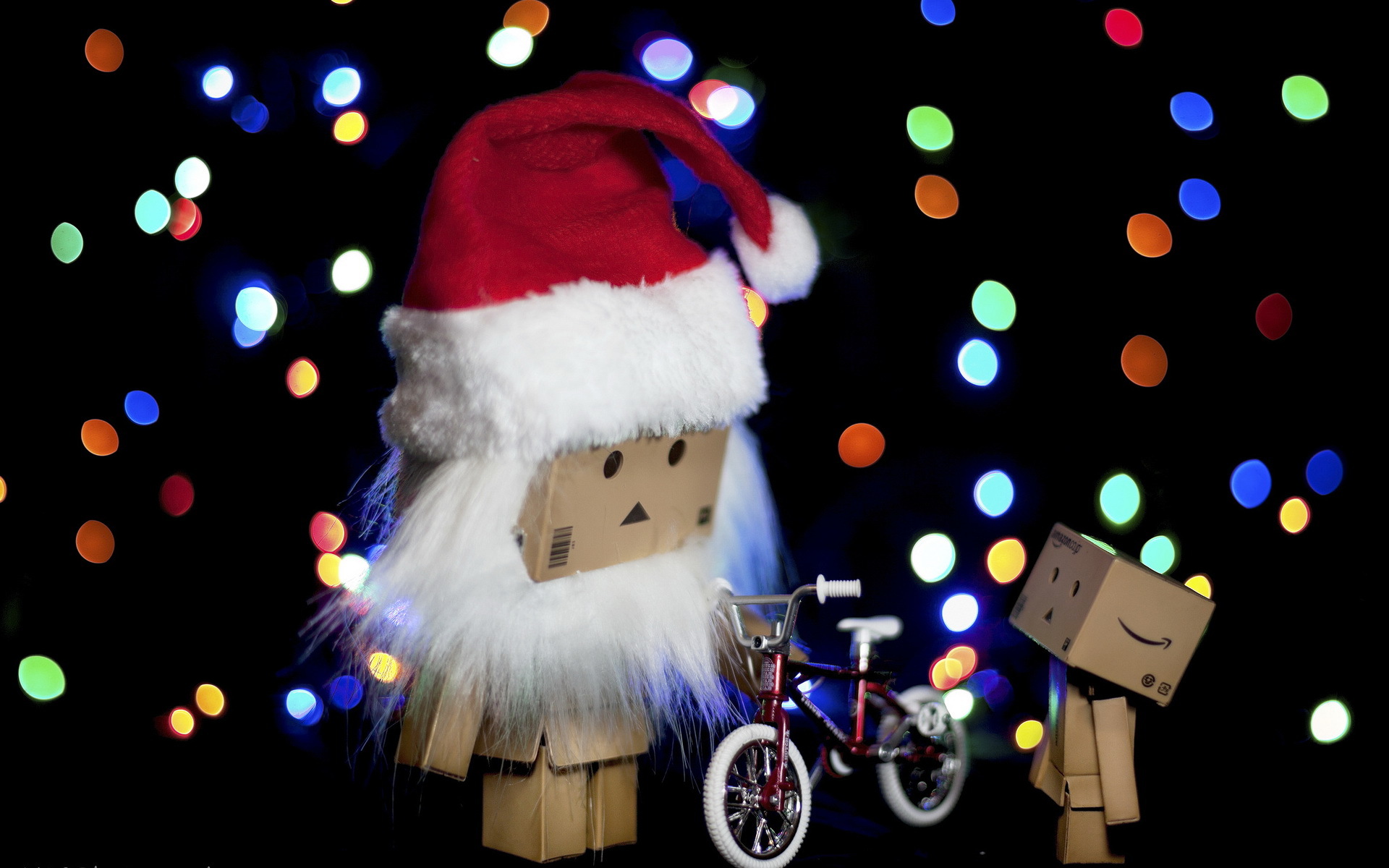 Картинки Рождество Amazon Велосипед Шапки Коробка Игрушки Праздники 1920x1200 Новый год велосипеды велосипеде шапка в шапке коробки коробке игрушка