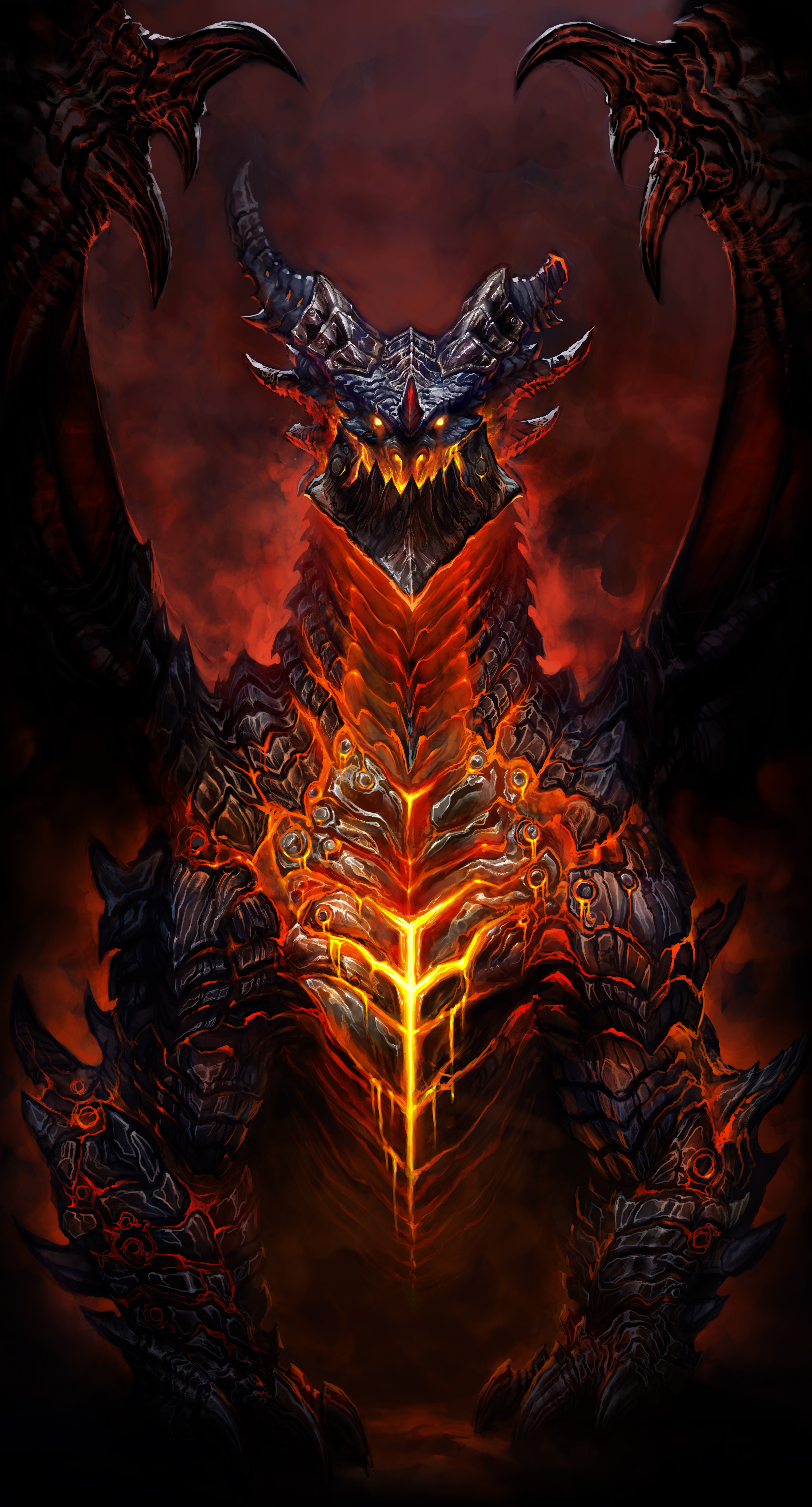 Картинка WoW Драконы Deathwing Фантастика Игры 3717x6900