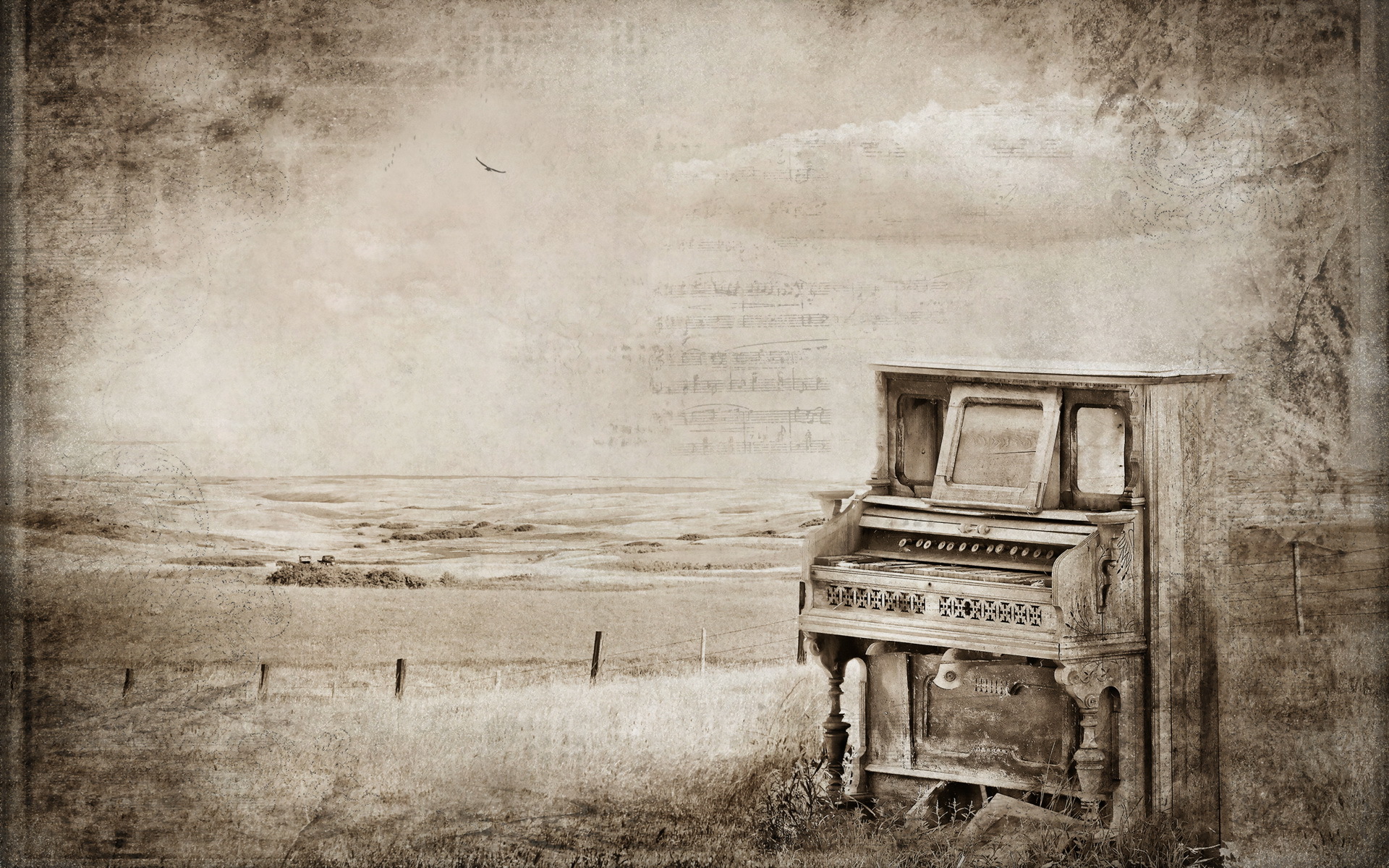 Картинки Пианино винтаж 1920x1200 пианина фортепиано Ретро старинные